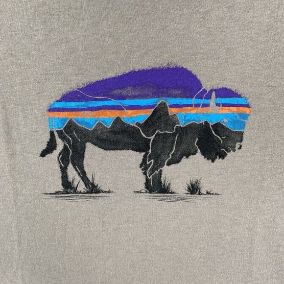 Patagonia T-Shirt men's Small Organic Cotton Buffalo Graphic Gray Regular Fit - Picture 3 of 15
